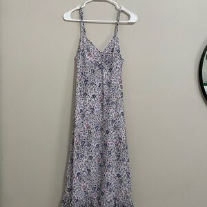 Elegant Floral Maxi Dress in Purple and Pink